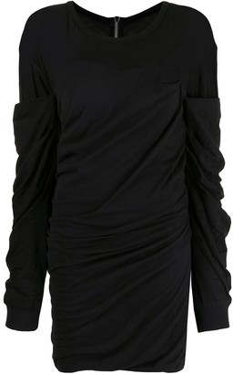 RtA Ruched-Detail Long-Sleeve Dress