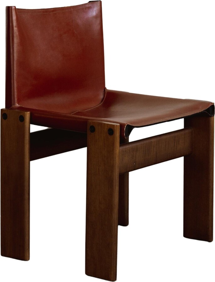 Afra & Tobia Scarpa "monk" Dining Chairs For Molteni, Red Leather, 1974