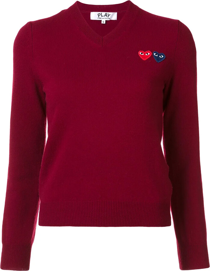 Comme des Garçons PLAY Double Heart V-Neck Jumper