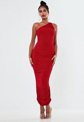 Missguided One Shoulder Ruched Midi Dress