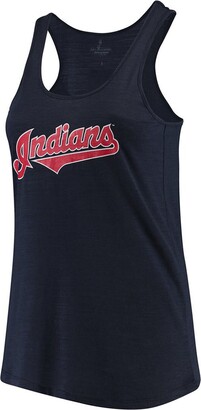 Unbranded Women's Soft as a Grape Navy Cleveland Indians Plus Size Swing for the Fences Primary Logo Racerback Tank Top