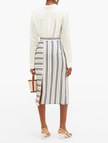Thumbnail for your product : Altuzarra Scrimshaw Striped Side-slit Satin Midi Skirt - White Stripe