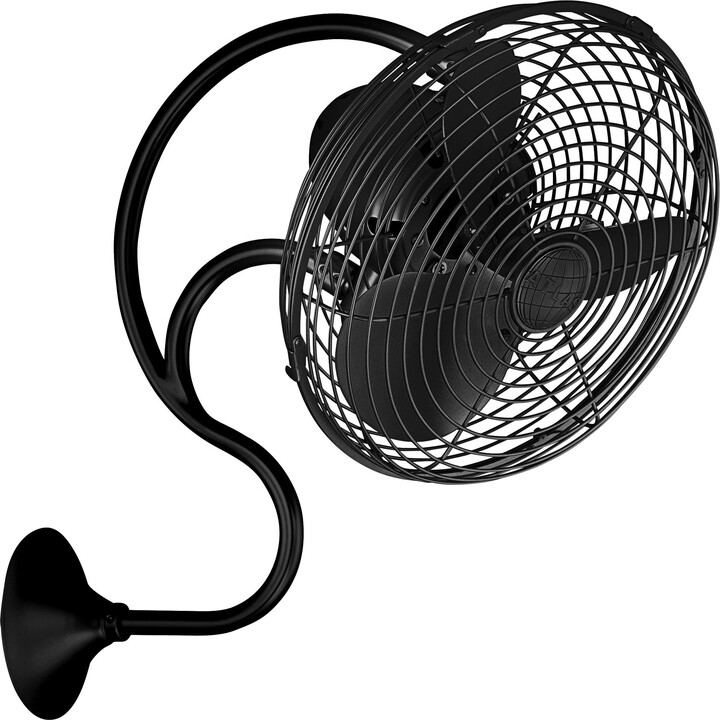 Matthews Fan Company 13" Melody Matte Black Finish Cage Wall Fan with Wall Control