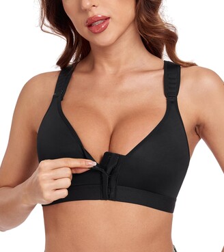 HACI Post Surgical Bra Front Closure Non Padded Wirefree Racerback