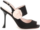 Thumbnail for your product : Roger Vivier Rose Button satin slingback sandals