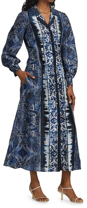 Alberta Ferretti Azulejos Printed Silk Dress