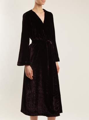 Once Milano - Bell Sleeve Velvet Robe - Womens - Burgundy