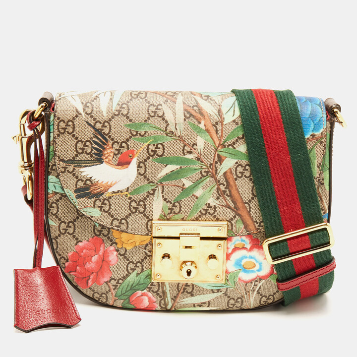 Gucci Multicolor GG Supreme Canvas and Leather Padlock Backpack at