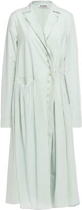 Jil Sander Paneled Cotton-poplin And Silk Crepe De Chine Midi Dress
