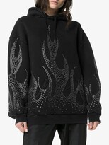 Thumbnail for your product : Filles a papa Crystal-Embellished Flame Motif Cotton Hoodie