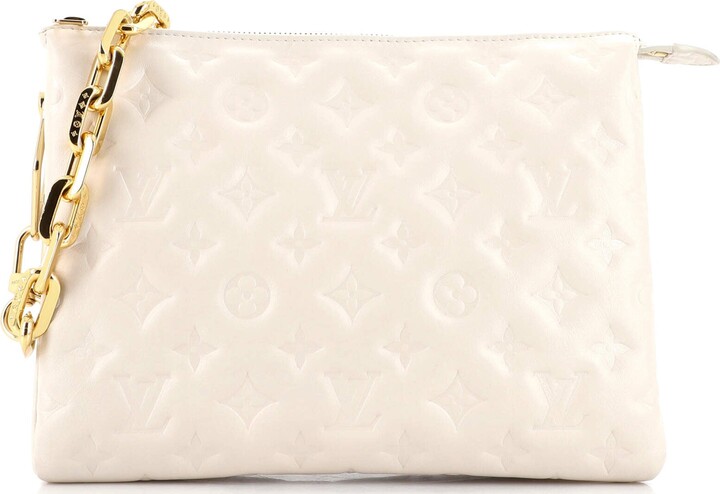 Louis Vuitton Pochette Coussin, Cream Leather with Gold Hardware