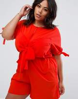 Thumbnail for your product : ASOS Curve Smock Playsuit With Tie Front