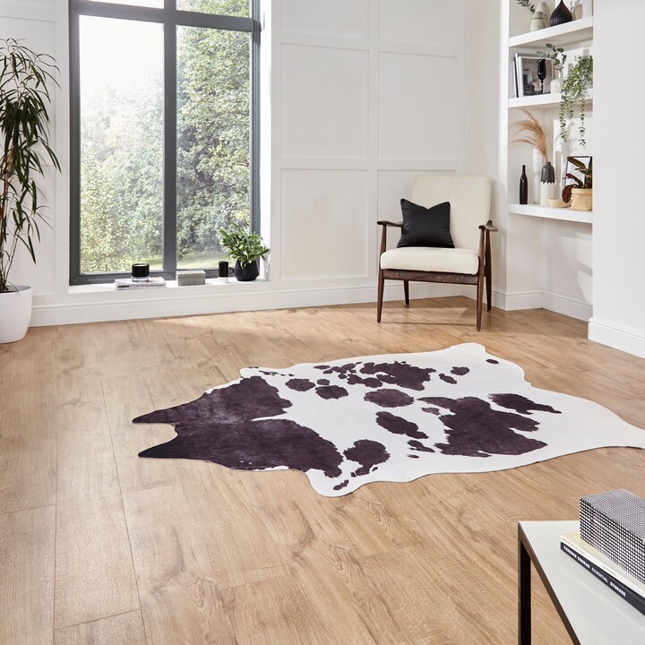 Dunelm Faux Cow Print Rug Black/White ShopStyle
