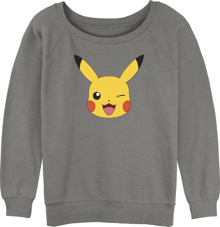Pokemon Juniors' Pikachu Big Face Sloucher Terry Gray Heather