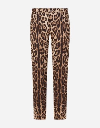 Dolce & Gabbana Five-Pocket Leopard-Print Pants