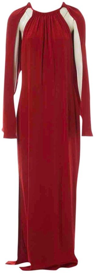 tom ford red ruched tulle dress