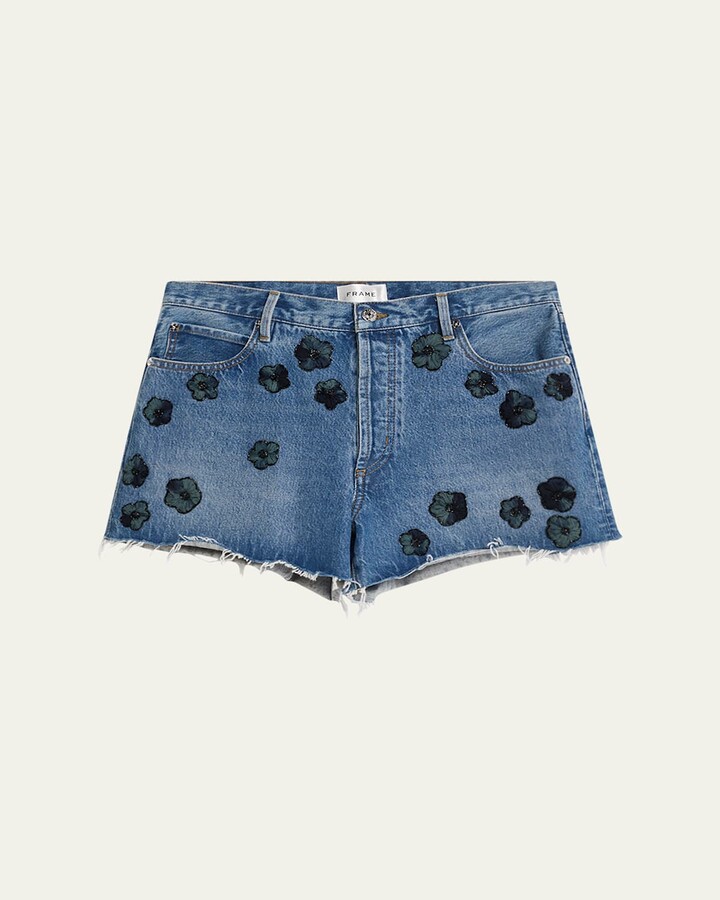 The Hang Embellished Denim Shorts