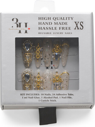 TJMAXX 10Ct Handmade Embellished Gems Press On Nails For Women