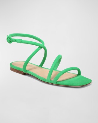 Veronica Beard Maci Ankle-Strap Suede Flat Sandals