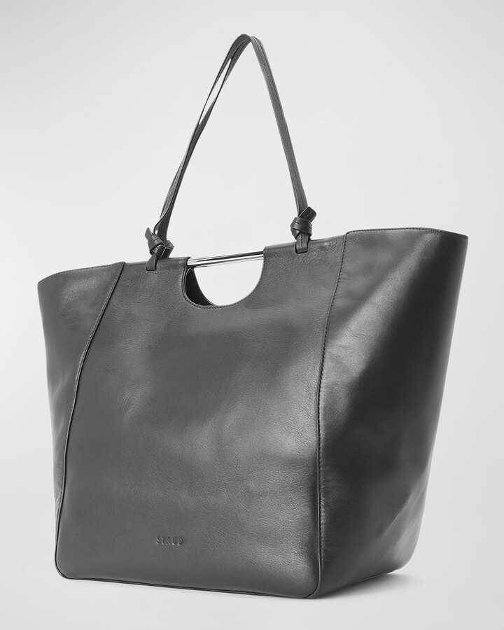 STAUD Ida Mini Shearling Tote Bag In Black/cream - ShopStyle