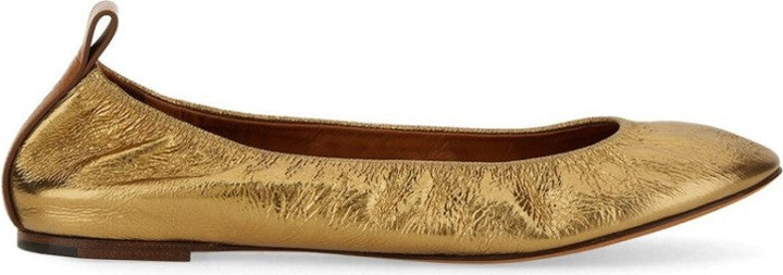 Gold Leather Ballerina Flats