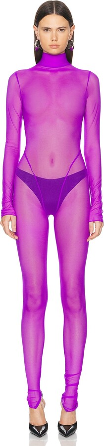 LaQuan Smith Long Sleeve Jumpsuit in Purple