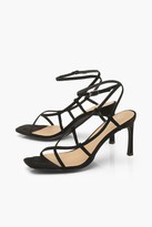 Thumbnail for your product : boohoo Strappy Square Toe Heel Sandals