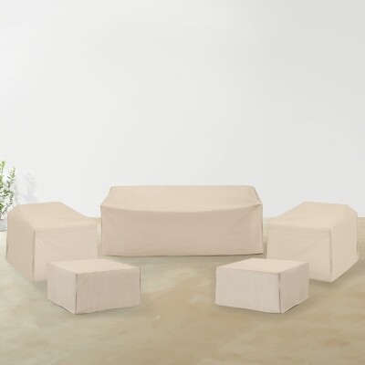 Crosley Furniture Outdoor Sofa and 2 Lounge Chairs with 2 Coffee Tables Furniture Cover