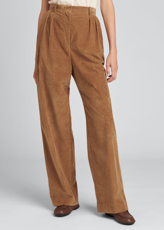The Row Chandler WideLeg Pleated Corduroy Pants ShopStyle