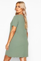 Thumbnail for your product : boohoo Plus Scallop Edge V Neck Shift Dress