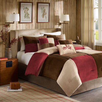Madison Home USA Jackson Blocks Microfiber Modern & Contemporary 7 Piece Microsuede Comforter Set