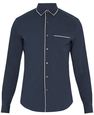 Valentino Single-cuff piped-edge cotton-blend shirt