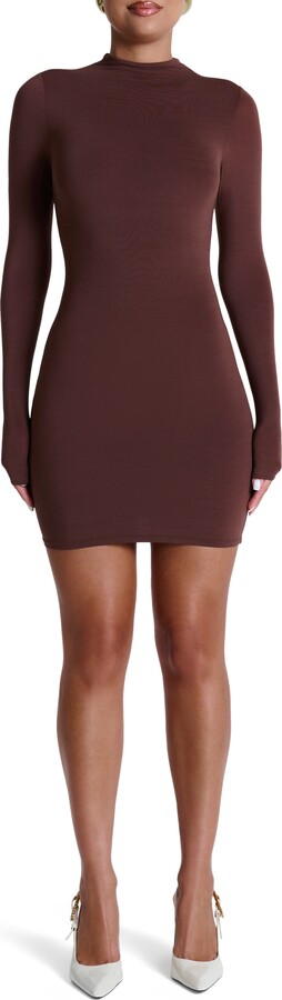 Naked Wardrobe Long Sleeve Mock Neck Minidress