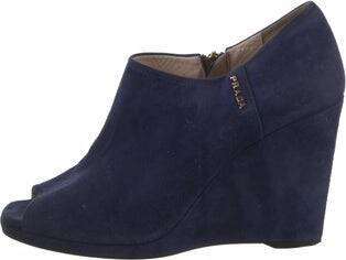 Prada Linea Rossa Suede Leather Trim Embellishment Pumps