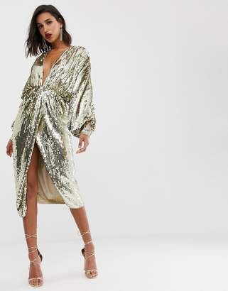 ASOS Edition EDITION batwing midi dress in sequin