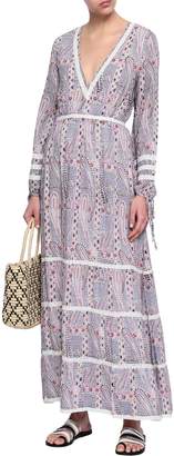 Melissa Odabash Crochet-trimmed Printed Voile Maxi Dress