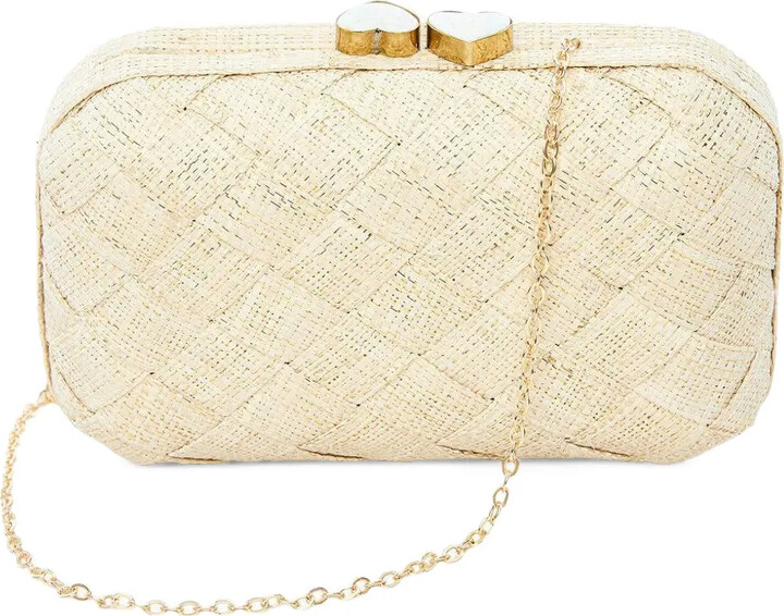 Poolside Woven Heart Clutch Bag