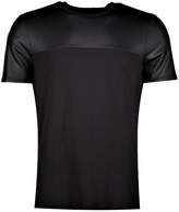Thumbnail for your product : boohoo Leather Look Panel T-Shirt With Curve Hem