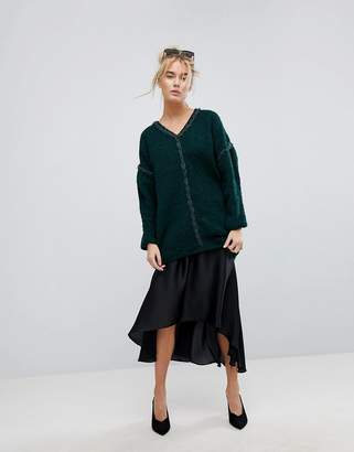 Oneon OneOn Hand Knitted V-Neck Oversized Jumper