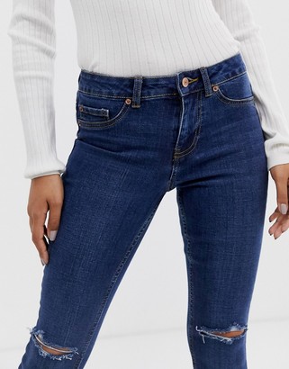 New Look Petite ripped skinny jeans in blue