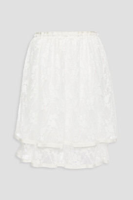 See by Chloe Grosgrain-trimmed Layered Leavers Lace Mini Skirt