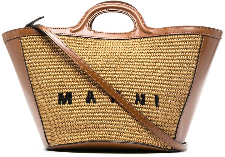 Tropicalia Large Shopper Bag - Marni - Raw Sienna - Leather