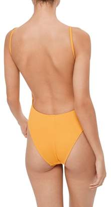 Topshop Plunge Wide Rib One-Piece Swimsuit