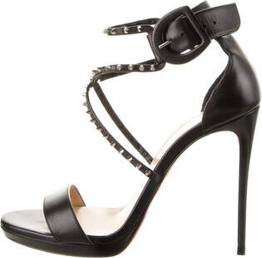 Christian Louboutin Spike Accents Leather Sandals - ShopStyle