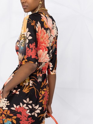 Etro Floral-Print Kimono Silk Dress