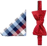 Thumbnail for your product : Tommy Hilfiger Buffalo Plaid & Dot Silk Bow Tie & Pocket Square Set
