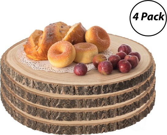 Vintiquewise VintiquewiseHomeDecorNaturalWoodenBarkSliceTrayLargeRusticTableChargerCenterpiece10Setof4