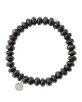 Thumbnail for your product : Sydney Evan 8mm Faceted Black Spinel Beaded Bracelet with Mini White Gold Pave Diamond Disc Charm (Made to Order)