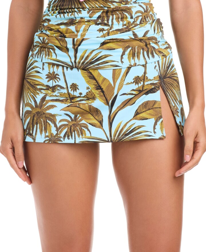 Bleu Rod Beattie Women's Lotus Printed Swim Skirted Hipster