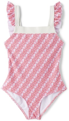 Chloé Kids Pink Hearty Logo One-Piece Swimsuit